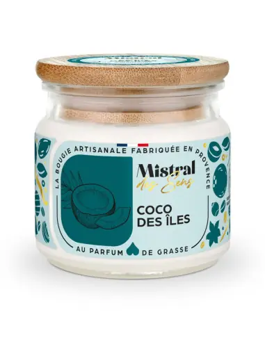 Bougie Parfumée Artisanale "Coco des Îles" 40 heures 150ml | Mistral des Sens