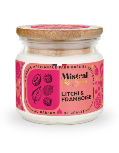 Bougie Parfumée Artisanale "Litchi & Framboise" 40 heures 150ml | Mistral des Sens