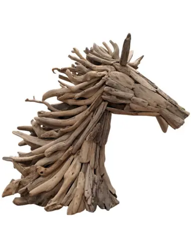 Sculpture Tête de Cheval en bois flotté 80x70cm