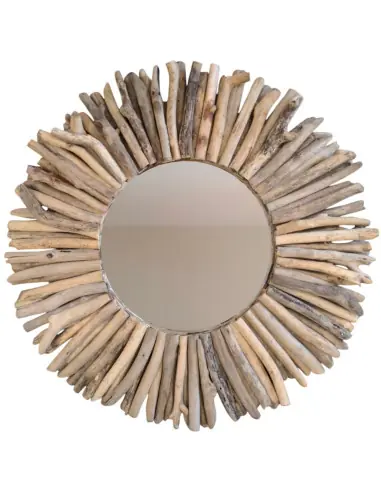 Grand Miroir Rond en Bois Flotté ø100cm