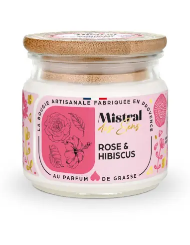Bougie Parfumée Artisanale "Rose & Hibiscus" 40 heures 150ml | Mistral des Sens
