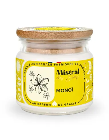 Bougie Parfumée Artisanale "Monoï" 40 heures 150ml | Mistral des Sens