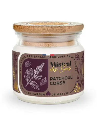 Bougie Parfumée Artisanale "Patchouli corsé" 40 heures 150ml | Mistral des Sens