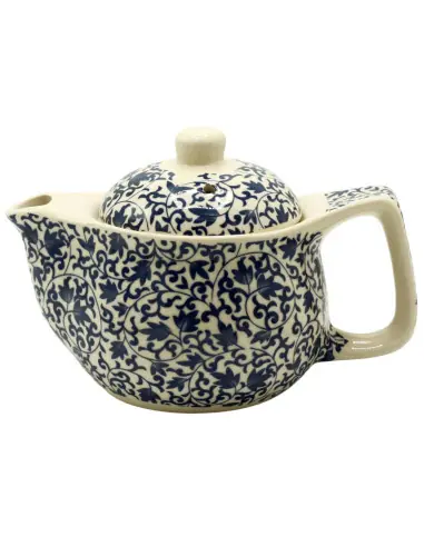 Théière en Porcelaine Motifs Asiatiques Bleus & Blancs | Filtre Métal - 350ml