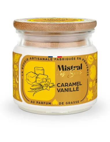 Bougie Parfumée Artisanale "Caramel Vanillé" 40 heures 150ml | Mistral des Sens