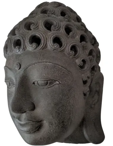 Tête de Bouddha murale 40cm en pierre reconstituée | Intérieur / Extérieur