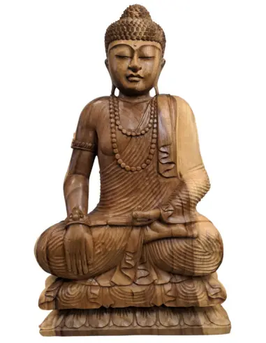 Sculpture "Bouddha Bumisparsha" en bois de Suar 100cm