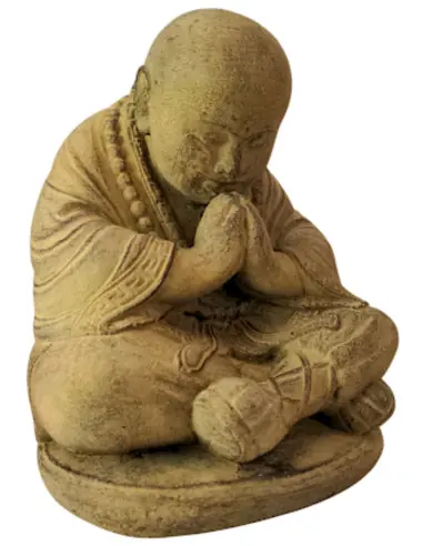 Statue de Moine Bouddhiste en Pierre 25cm | Import Asie