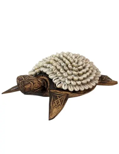 Tortue en Bois & Coquillages Cauris 20cm