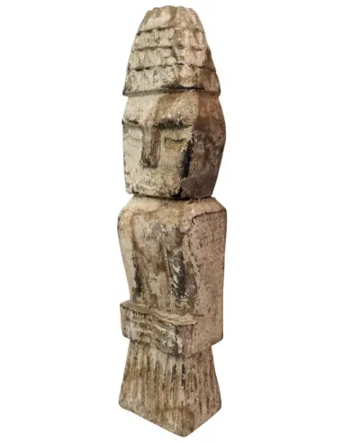 Statuette Tribale en Bois Pétrifié 25cm | Arts Premiers du Timor