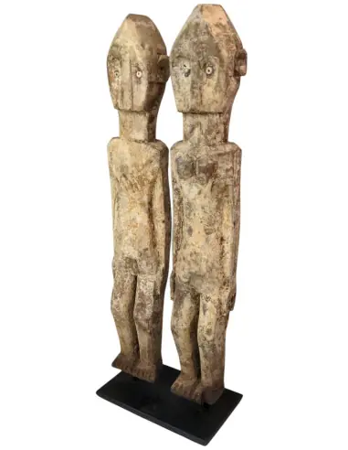 Statuette Tribale d'un Couple en Bois Pétrifié 28cm | Arts Premiers du Timor