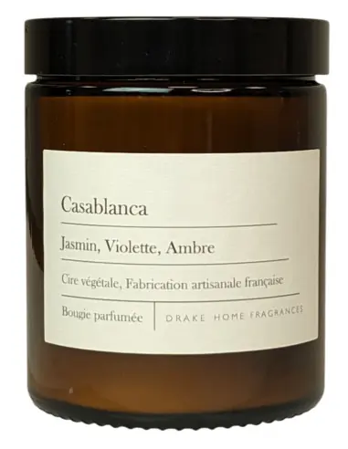 Bougie parfumée naturelle "Casablanca" Jasmin, Violette & Ambre 35 heures 135g | Drake