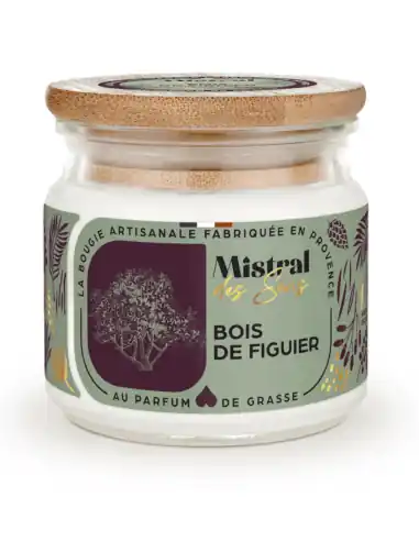 Bougie Parfumée Artisanale "Bois de Figuier" 40 heures 150ml | Mistral des Sens