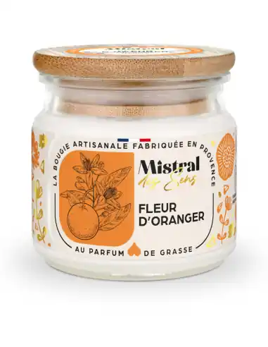 Bougie Parfumée Artisanale "Fleur d'Oranger" 40 heures 150ml | Mistral des Sens