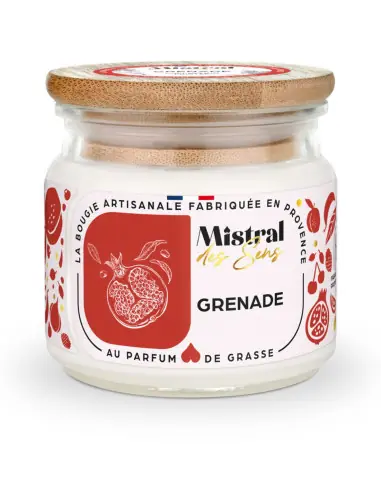 Bougie Parfumée Artisanale "Grenade" 40 heures 150ml | Mistral des Sens