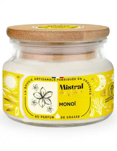 Bougie Parfumée Artisanale "Monoï" 70 heures 300ml | Mistral des Sens