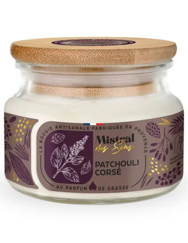 Bougie Parfumée Artisanale "Patchouli corsé" 70 heures 300ml | Mistral des Sens