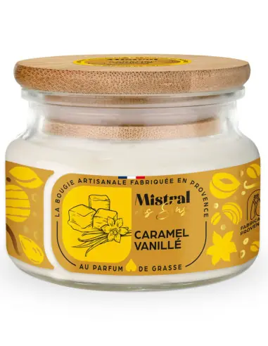 Bougie Parfumée Artisanale "Caramel Vanillé" 70 heures 300ml | Mistral des Sens