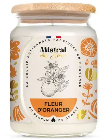 Bougie Parfumée Artisanale "Fleur d'Oranger" 150 heures 700ml | Mistral des Sens
