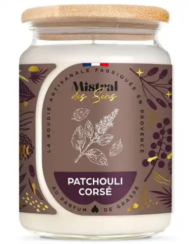 Bougie Parfumée Artisanale "Patchouli corsé" 150 heures 700ml | Mistral des Sens