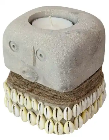 Bougeoir Ethnique en Pierre et Coquillages 10cm | Savoir-faire de Sumba