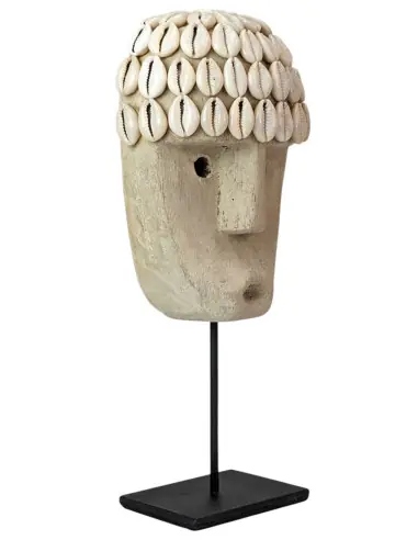 Masque Primitif en bois sur Pied 25cm | Savoir-faire traditionnel de Sumba