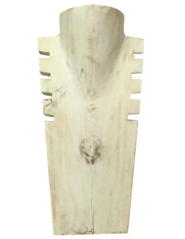 Déclassé - Présentoir à colliers cranté en bois massif blanc cérusé 30cm