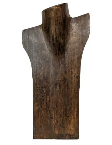 Déclassé - Buste présentoir à colliers en bois marron 30cm