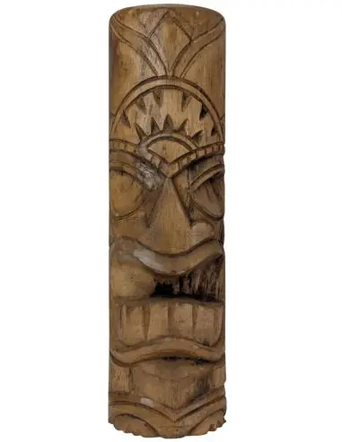 Déclassé ! Totem Tiki 50cm en bois massif Sculpté à la main