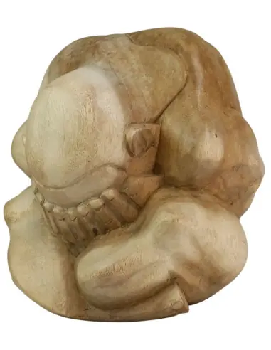 Statue Yogi Libérateur en Bois 25cm | Bouddha pleureur