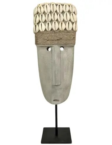 Grand Masque Primitif en Pierre sur pied 35cm | Savoir-faire traditionnel de Sumba