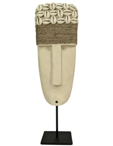 Grand Masque Tribal en Pierre et Coquillages 35cm | Savoir-faire traditionnel de Sumba