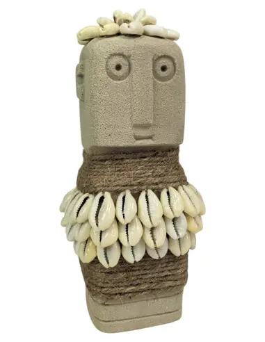 Statuette tribale "Marapu" en Pierre et Coquillages 16cm | Artisanat de Sumba