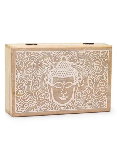 Boîte décorative en bois motif Bouddha & Mandala 21,5x14cm