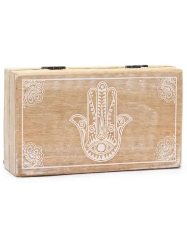 Boîte décorative en bois motif Main de Fatma 17,5x10cm