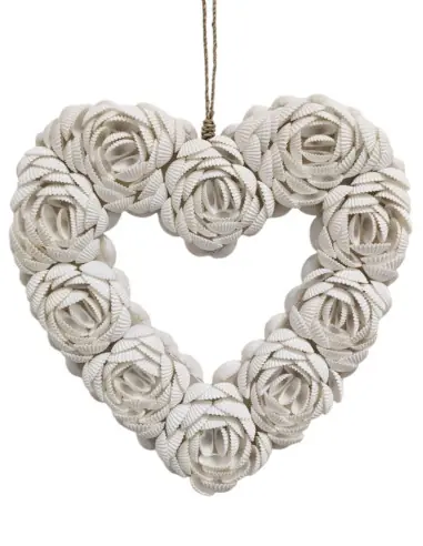 Suspension murale Coeur en Coquillages 22cm | Déco Bohème Chic