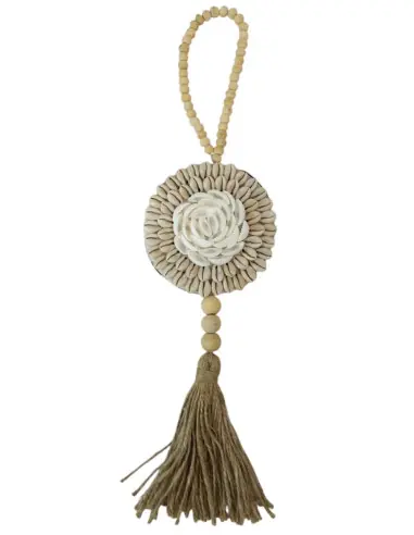 Suspension Bohème en Coquillages et Perles de Bois | Savoir-faire de Bali