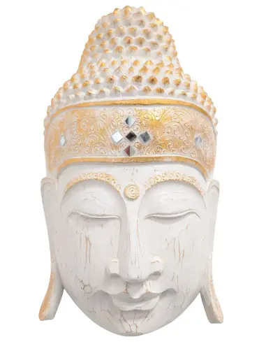 Tête de Bouddha murale 50cm en bois | Déco Spirituelle
