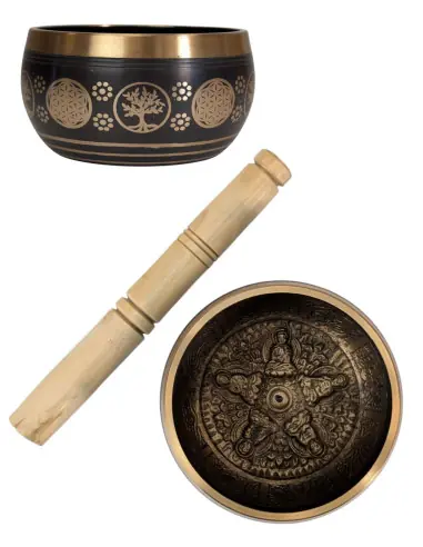 Bol Chantant Tibétain Noir et Or ø11cm | Bouddhas & Symboles Spirituels