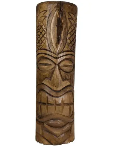 Déclassé ! Totem Tiki 50cm en bois massif Sculpté à la main - Motif Ananas