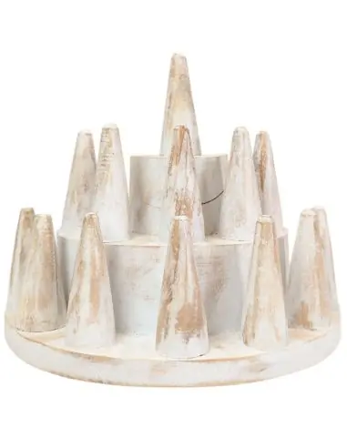 Déclassé - Porte-bagues 13 cônes en bois massif blanc cérusé