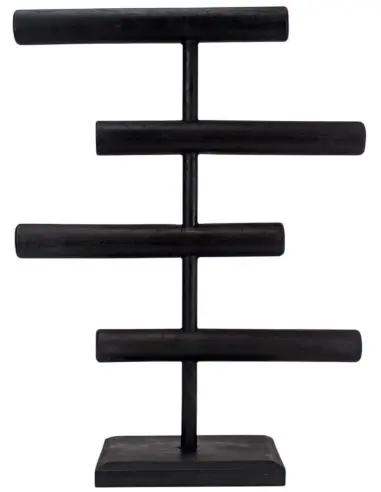 Présentoir à bijoux 4 niveaux 48cm en bois massif | Finition Noir Ébène