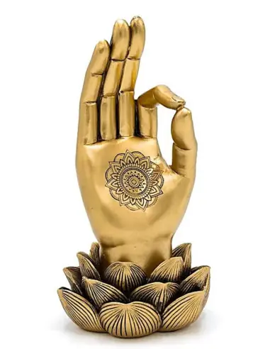 Ornement "Main de Bouddha" dorée 21cm | Décoration Spirituelle