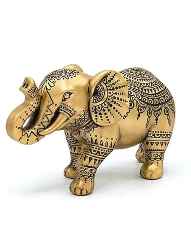 Statue Éléphant doré 22 cm | Porte-Bonheur Feng Shui