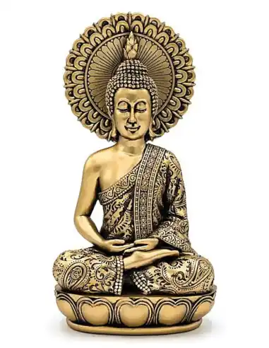 Statue Bouddha Zen Doré 24cm | Décoration Spirituelle