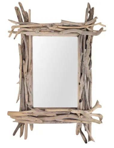 Miroir rectangulaire en bois flotté 60x40cm | Déco "Bord de Mer"