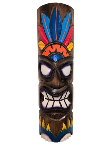 Masque Tiki Multicolore 50cm en Bois | Déco Polynésienne