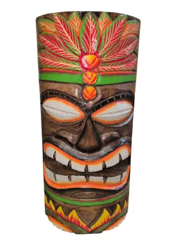 Tabouret ou Table d'appoint Tiki en bois 47x22cm | Ambiance Tiki Bar