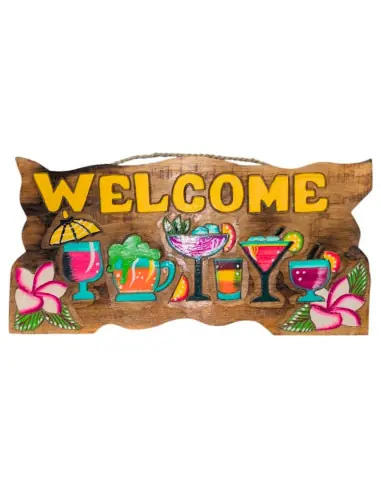 Panneau "Welcome" 50x25cm en bois | Ambiance Tropicale