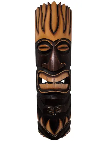 Masque Tiki en bois "Ku le Furieux" 50cm| Tradition Hawaïenne